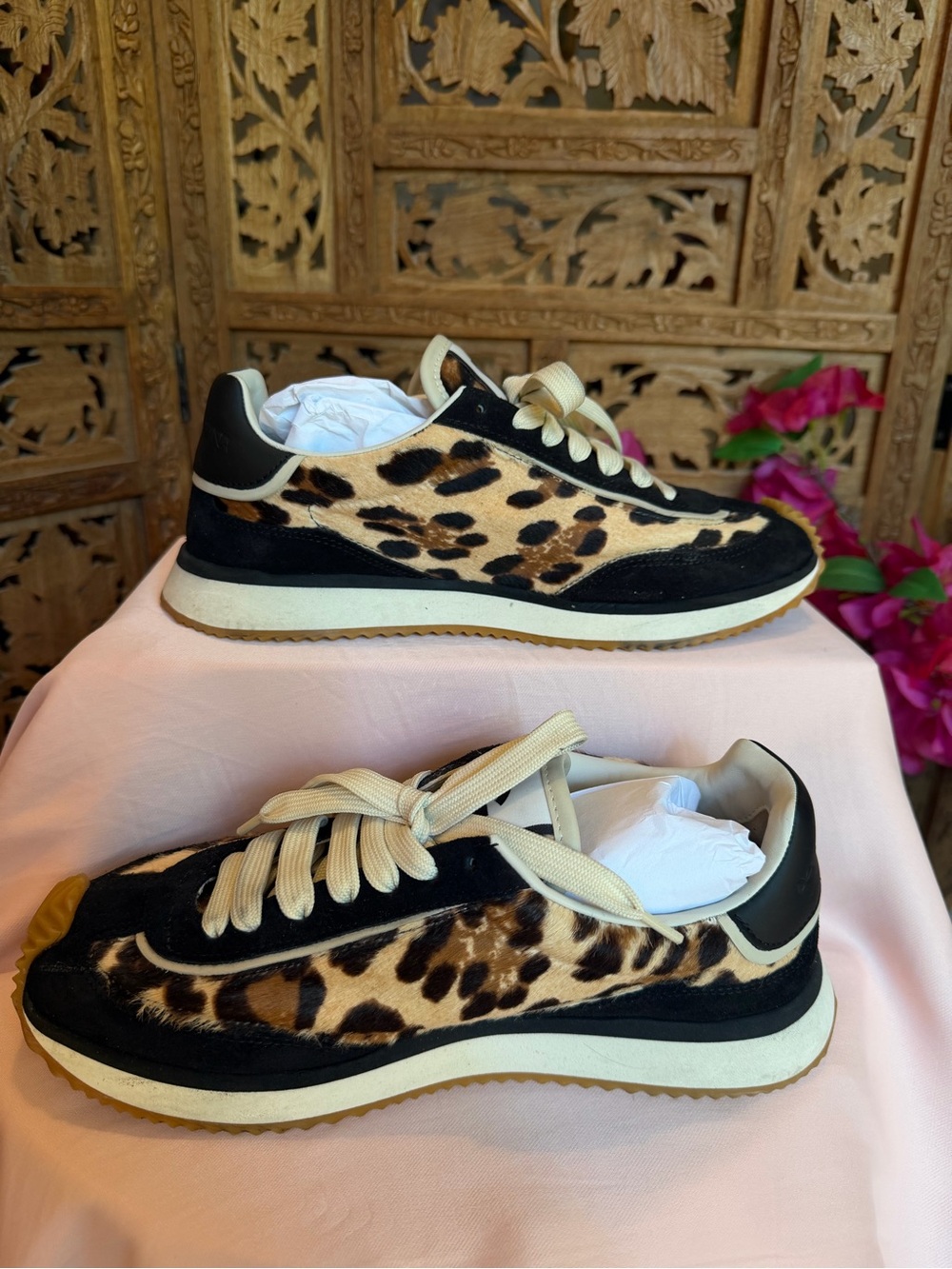 Dolce & Gabbana Leopard Suede-Trim Women's Sneaker - Black & Tan - Picture 4 of 11